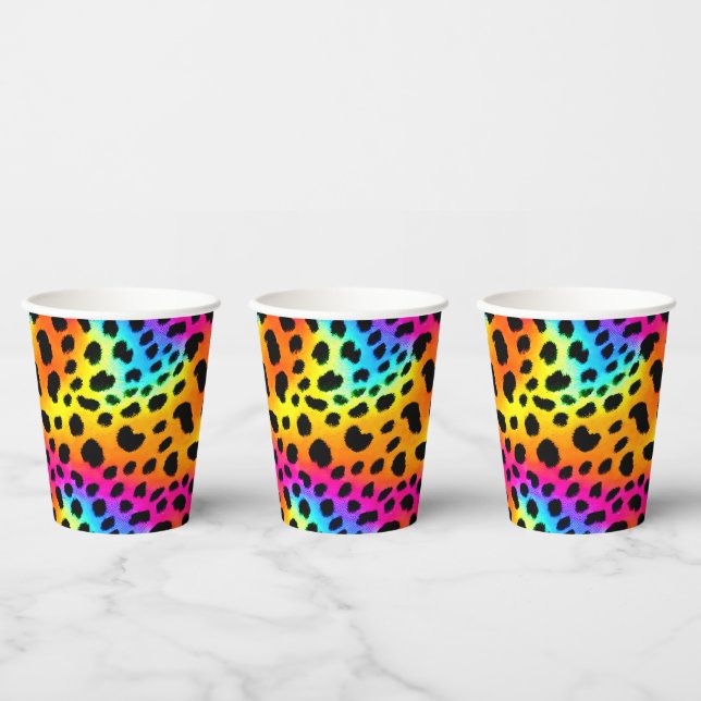 Gobelets En Papier Motif coloré Rainbow Cheetah sans couture (Multi)