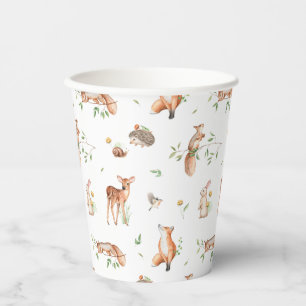 Gobelets En Papier Motif d'amis animaux de bois mignon