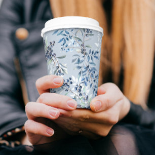 Gobelets En Papier Motif d'aquarelle Bleu Berry
