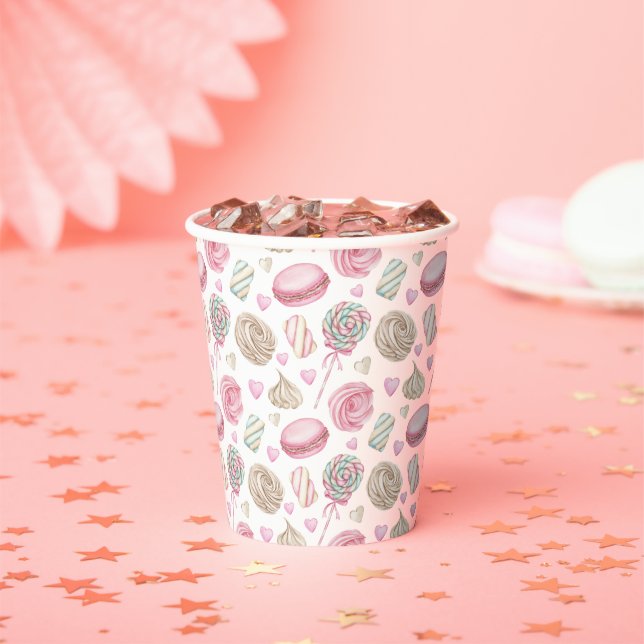 Gobelets En Papier Motif d'aquarelle rose doux (Insitu)