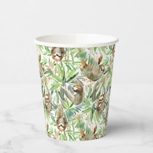 Gobelets En Papier Motif d'aquarelle tropicale