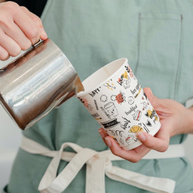 Gobelets En Papier Motif d'croquis d'encre de l'amateur de café (Créateur téléchargé)