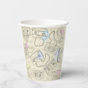 Gobelets En Papier Motif de bande mixte cassette nostalgique des anné