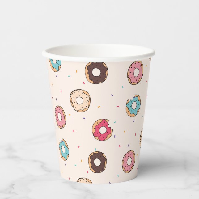 Gobelets En Papier Motif de beignets sucrés (Recto)