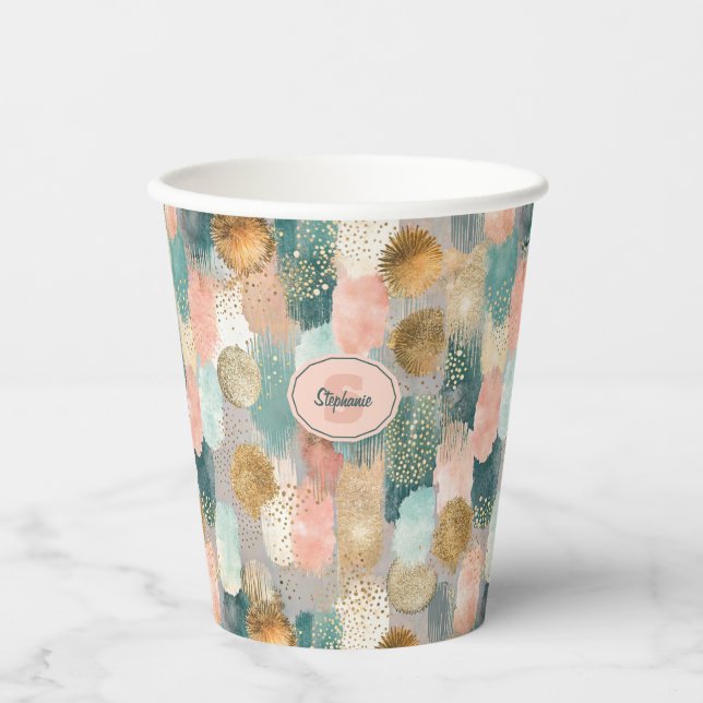 Gobelets En Papier Motif de brosse vertical dynamique (2) (Recto)