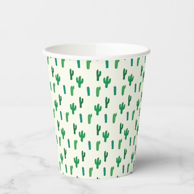 Gobelets En Papier Motif de cactus vert brillant (Gauche)