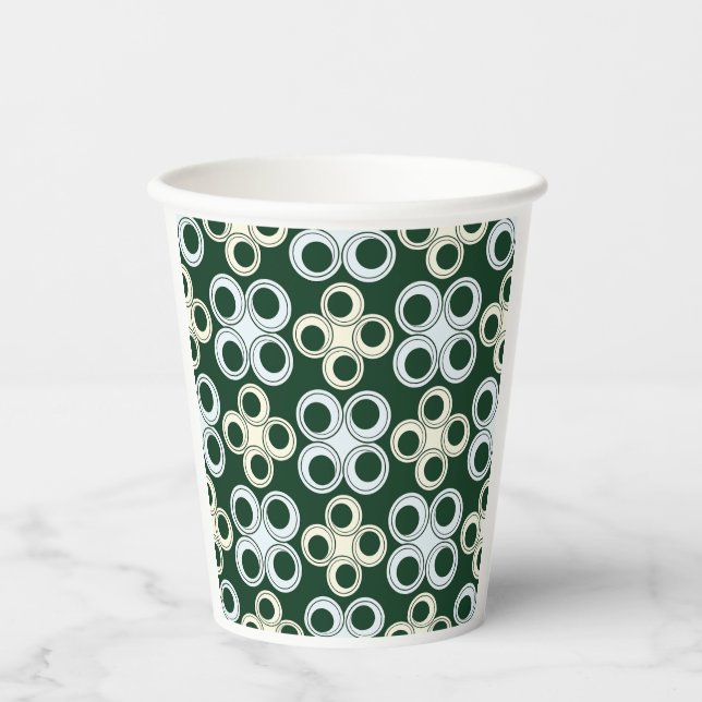 Gobelets En Papier Motif de cercles rétro géométriques (Recto)