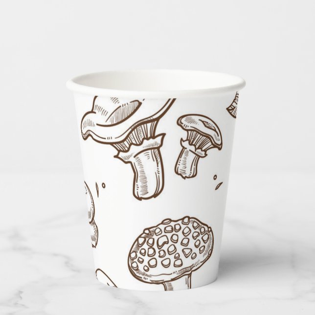 Gobelets En Papier Motif de champignons (Recto)