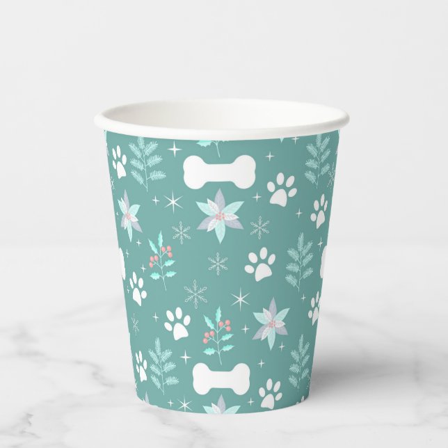 Gobelets En Papier Motif de chiens et d'os de vacances (Recto)
