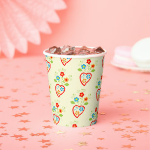 Gobelets En Papier Motif de coeur populaire portugais