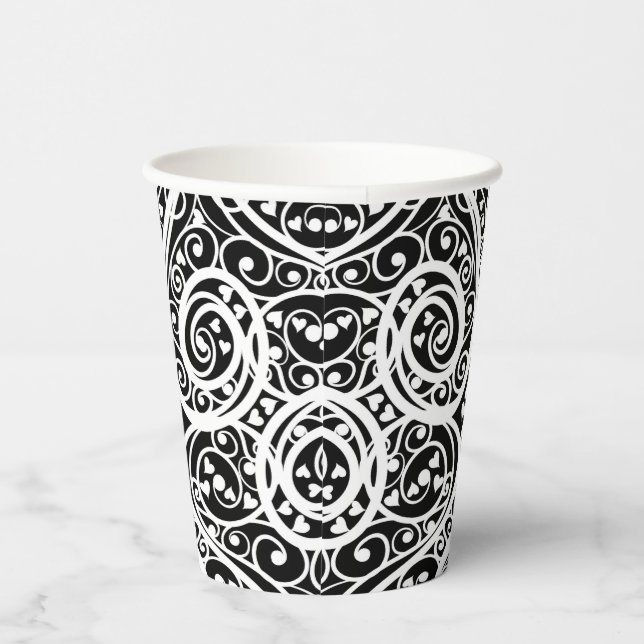 Gobelets En Papier Motif de cœurs noirs et blancs mignons (Droite)