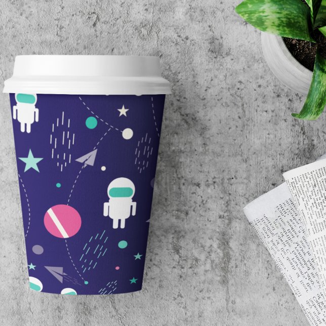Gobelets En Papier Motif de dessin animé d'astronaute spatial (astronaut space pattern kids,adult party stationery, birthday party use and throw paper cups)
