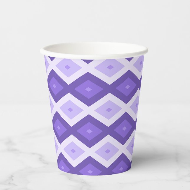 Gobelets En Papier Motif de diamant violet (Recto)