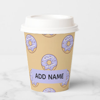 Gobelets En Papier Motif de donuts modernes avec nom
