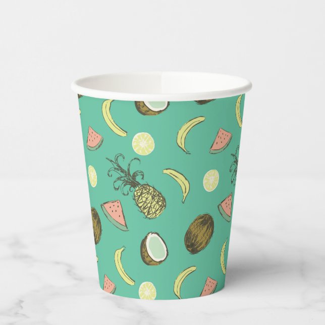 Gobelets En Papier Motif de doodle de fruits tropicaux (Gauche)