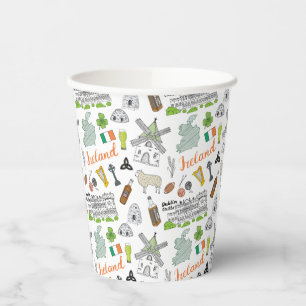 Gobelets En Papier Motif de Doodle Irlande