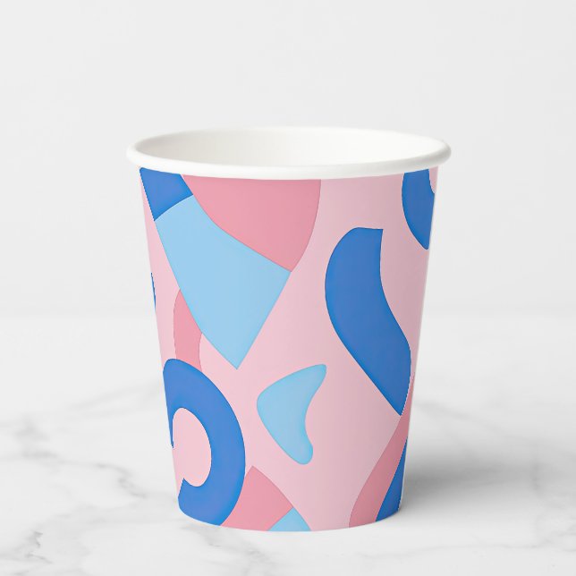 Gobelets En Papier Motif de doodle rose et bleu (Verso)