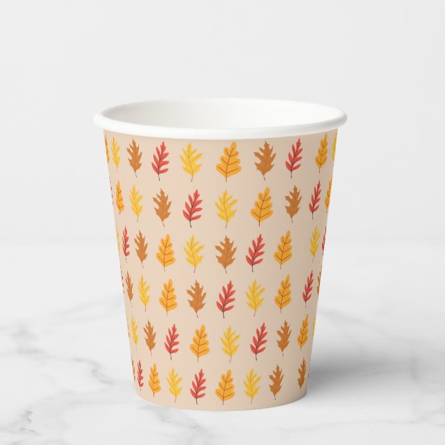 Gobelets En Papier Motif de feuilles de chêne (Recto)