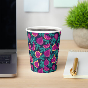 Gobelets En Papier motif de figue violet beau bleu