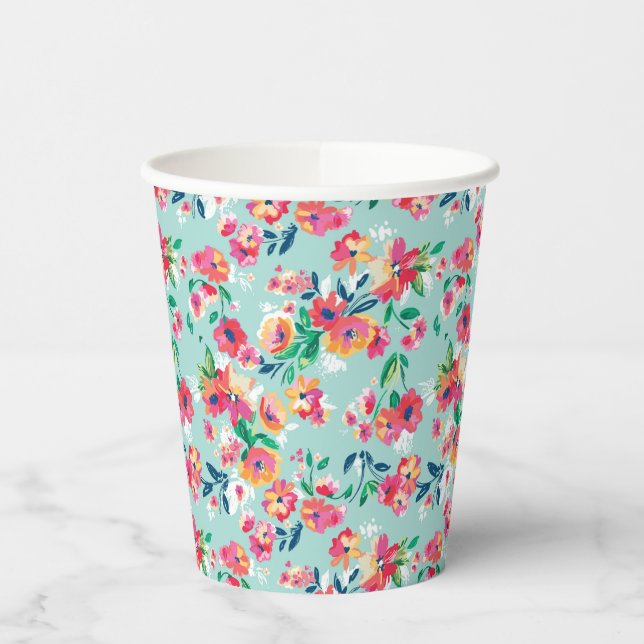Gobelets En Papier Motif de fleurs peintes (Gauche)