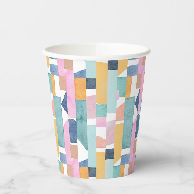 Gobelets En Papier Motif de forme d'aquarelle Abstraite (Gauche)