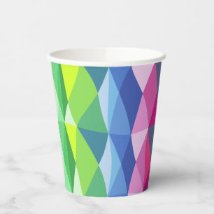 Gobelets En Papier Motif de formes de prisme arc-en-ciel géométriqu