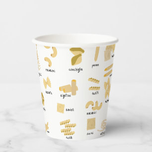 Gobelets En Papier Motif de formes et noms de pâtes italiennes