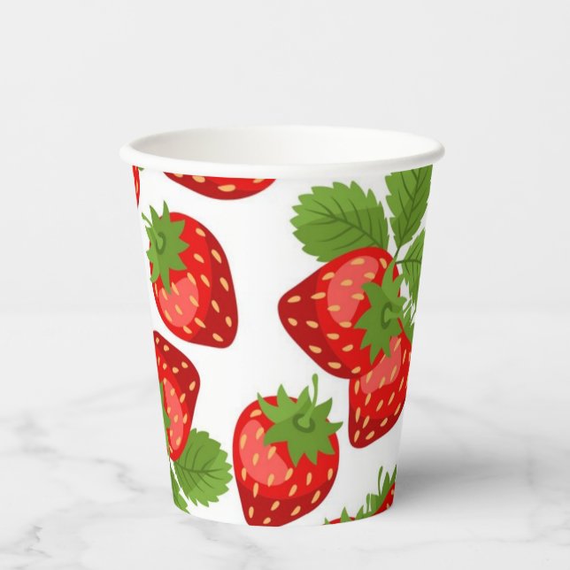Gobelets En Papier Motif de fraises (Recto)