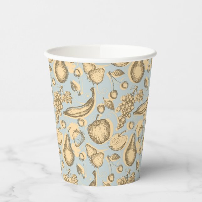 Gobelets En Papier Motif de fruits vintages (Gauche)