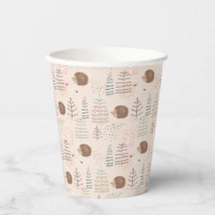 Gobelets En Papier Motif de hérisson de bois mignon
