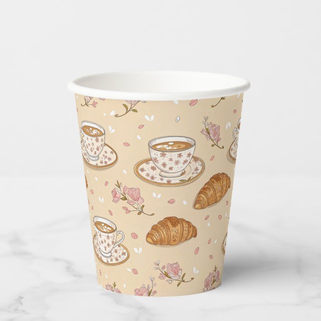 Gobelets En Papier Motif de housse de café Fleur de Cerisier (2) (Recto)