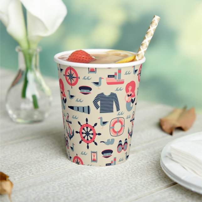 Gobelets En Papier Motif de la Marine (Insitu)