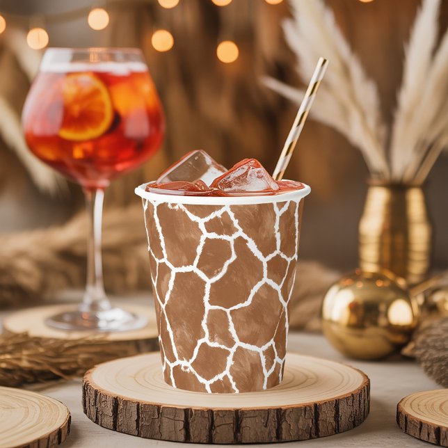 Gobelets En Papier Motif de la peau de girafe selle Brown ID1152 (Créateur téléchargé)