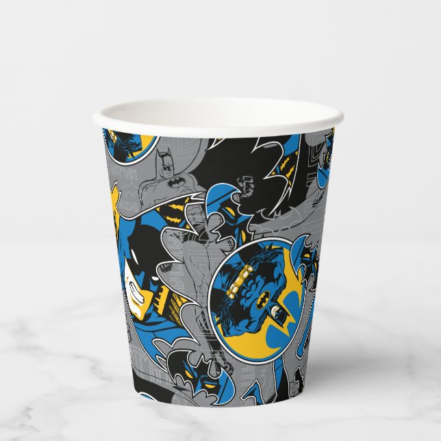 Gobelets En Papier Motif de lancer à fond Batman (Recto)