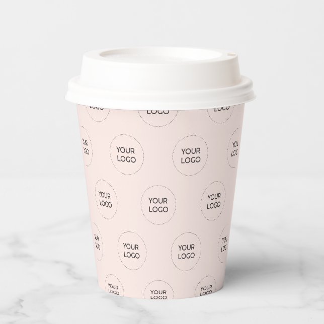 Gobelets En Papier Motif de logo d'entreprise minimal rose simple (Recto)