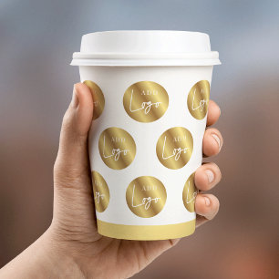 Gobelets En Papier Motif de logo doré faux entreprise événement marqu