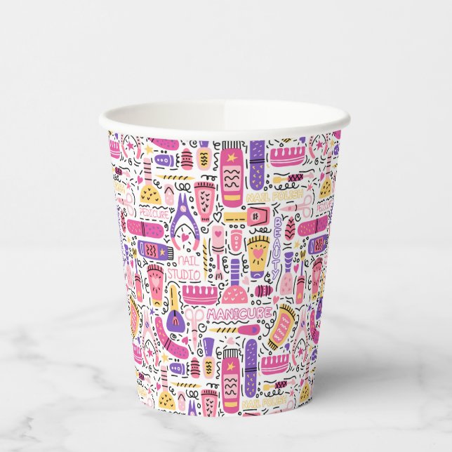 Gobelets En Papier Motif de manucure à doodle mignon (Gauche)