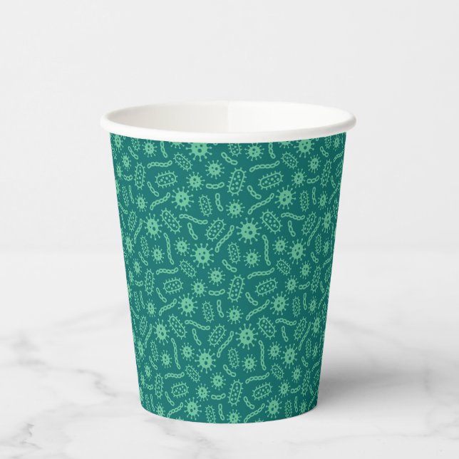 Gobelets En Papier Motif de microbes verts (Gauche)