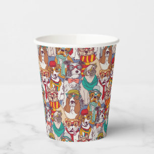 Gobelets En Papier Motif de mode de marionnette mignonne