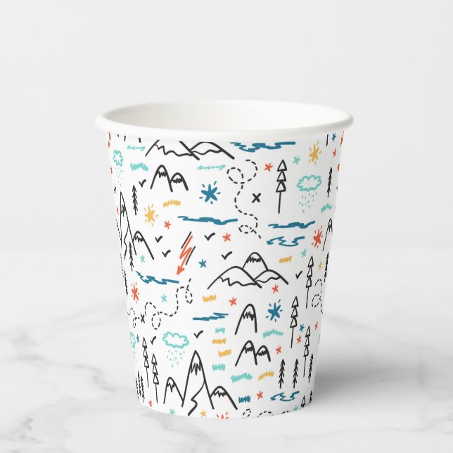 Gobelets En Papier Motif de montagne (Recto)