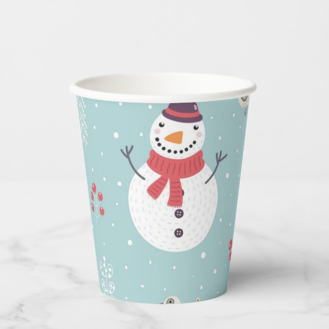 Gobelets En Papier Motif de neige (Recto)