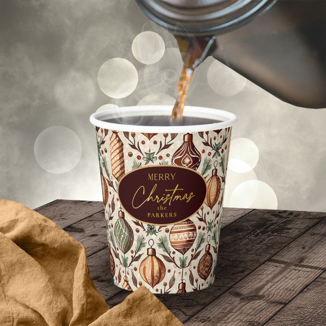 Gobelets En Papier Motif de Noël Earth Tones #12 ID1009 (Créateur téléchargé)