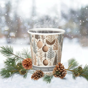 Gobelets En Papier Motif de Noël Earth Tones #25 ID1009