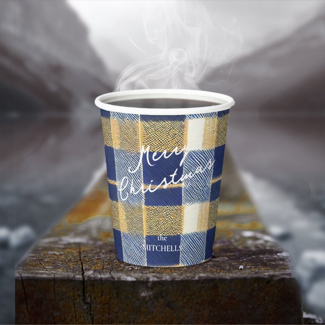 Gobelets En Papier Motif de Noël en or bleu n° 7 ID1009 (Créateur téléchargé)