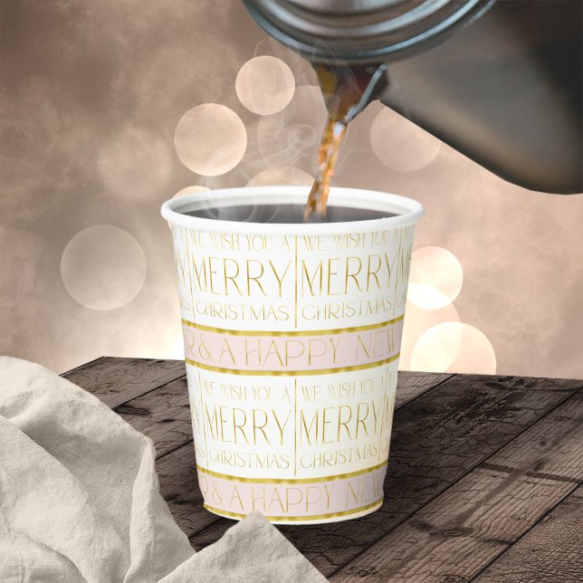 Gobelets En Papier Motif de Noël en or rose #35 ID1009 (Créateur téléchargé)