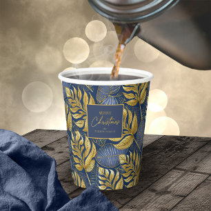 Gobelets En Papier Motif de Noël Gold bleu#29 ID1009