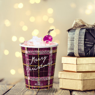 Gobelets En Papier Motif de Noël Magenta Gold n° 7 ID1009