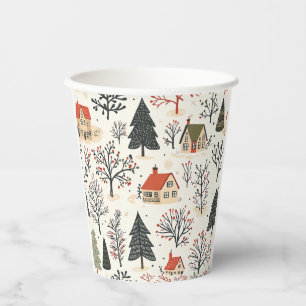 Gobelets En Papier Motif de Noël vintage Woodland (7)
