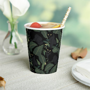 Gobelets En Papier Motif de panthère noire moderne