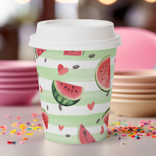 Gobelets En Papier Motif de pastèque rouge, fête d'été